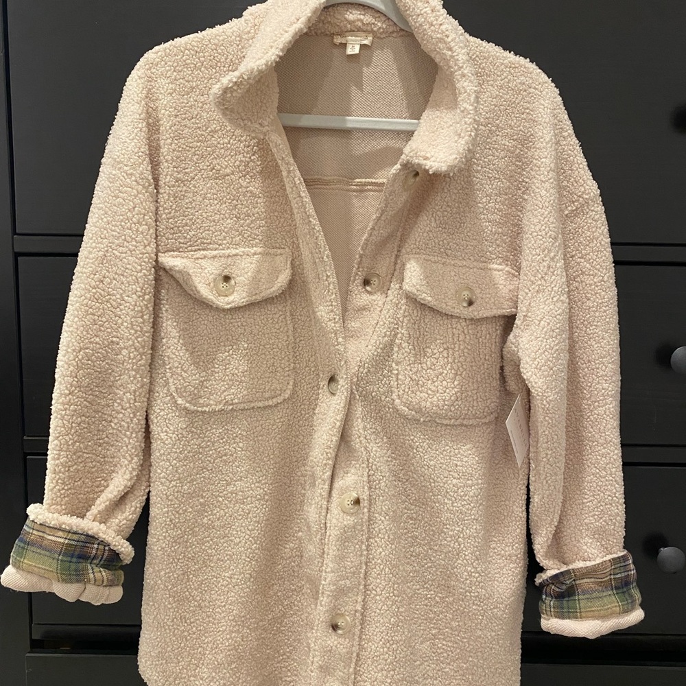 Fleece Shaket with Green Plaid
